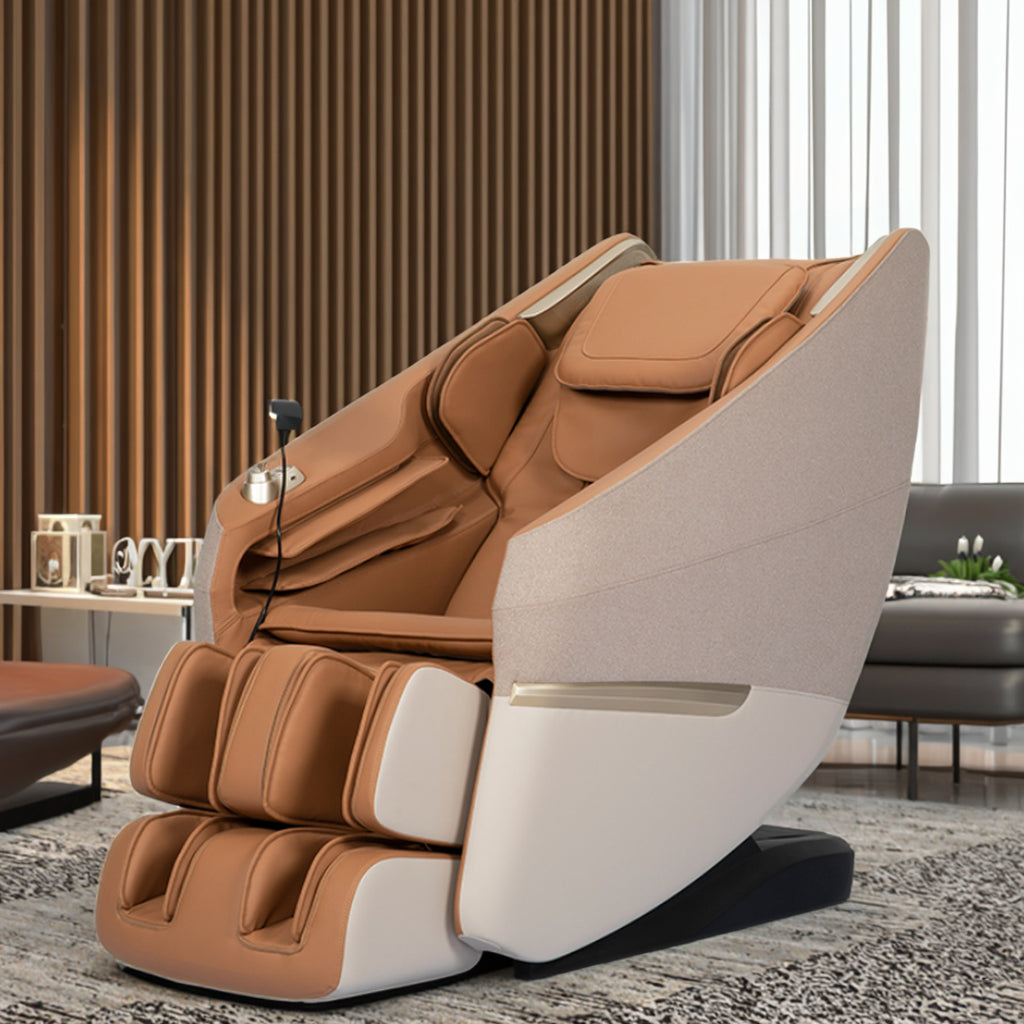 Luxury Leather Full Body Massage Chair with Folding Recliner Zero Gravity and 3D SL Track for Relaxing Home Use